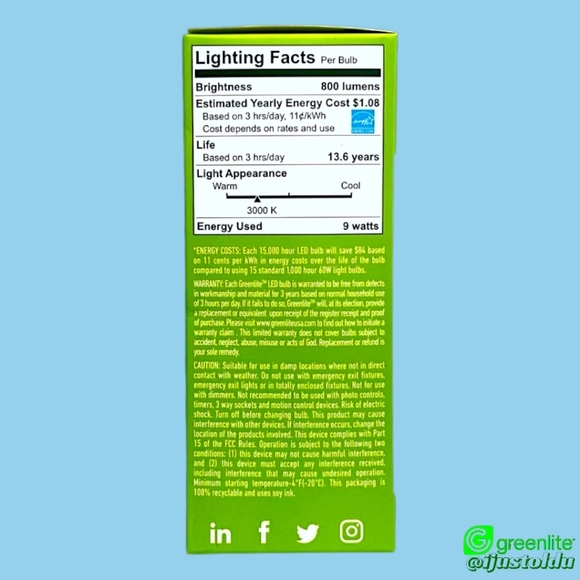 Greenlite 4pack of 9W A19 60W Equivalent LED Bright White Household Bulbs - Picture 10 of 16